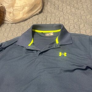 Under Armour Men's Polo Shirt in Blue and Neon Yellow
